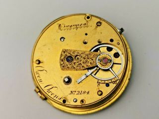 Rare O.  Owens,  Liverpool,  Experimental Fusee Pocket Watch Movement,  Restoration