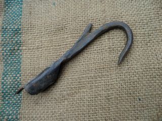 Rare Antique Vintage Fish Fishing Gaff Hook Wrought Iron Hand Forged Harpoon
