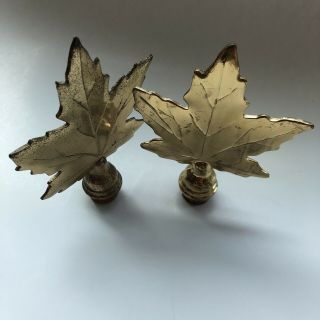 2 Vintage Maple Leaf Flag Pole Toppers L@@k Brass Rare S/h In Canada