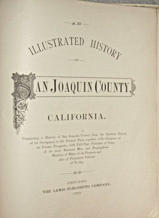 Rare 1890 STOCKTON LODI TRACY LATHROP San Joaquin County CALIFORNIA CA 1st Ed 2
