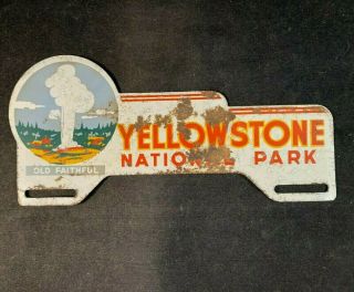 Vintage Yellowstone National Park License Plate Topper Rare Old Advertising Sign