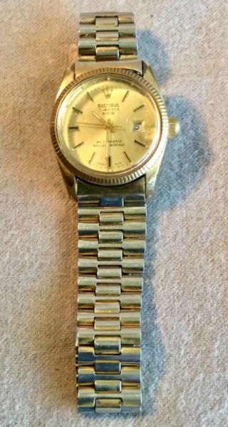 Rare Vintage 1970 ' s SICURA Date Luxury Watch - 17 Jewel Automatic Swiss Made 2