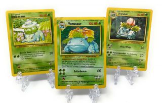 Venusaur 15/102 1999 Pokemon Card Base Set Unlimited Holo,  Ivysaur And Bulbasaur