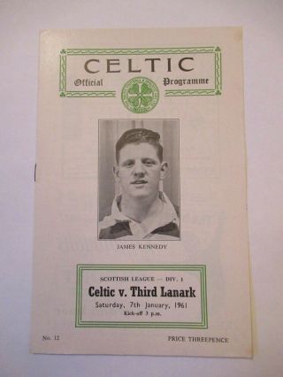 Rare Scottish Football Programme Glasgow Celtic V Third Lanark 1960 - 1961