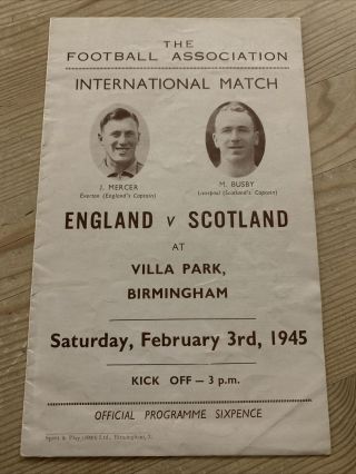 Rare Wartime England V Scotland @ Villa Park Aston Villa 1945