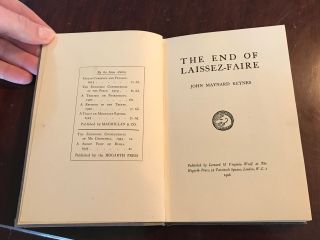 Very Rare First Edition " The End Of Laissez - Faire " By John Maynard Keynes 1926