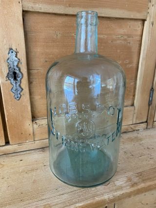 Antique Nobscot Spring Water Bottle - Rare,  Gallon Size Aqua Boston Area