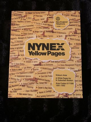Rare 1991 - 1992 Nynex Woburn Ma Yellow & White Pages Phone Book