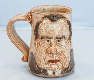 Rare Handmade President Richard Nixon Mug With 3d Portrait