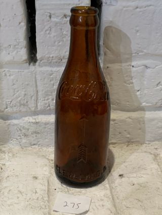Rare Early 7 Oz Cap Double Arrow Amber Coca Cola Bottle Cleveland Ohio.  275