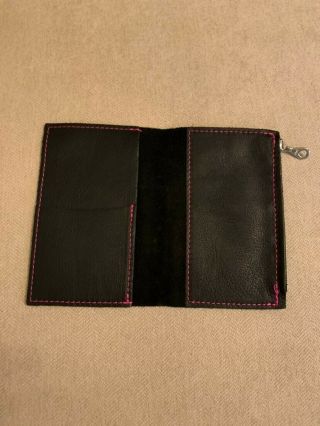 Rare Pocket Size Foxy Fix Leather Wallet Pink Stitching Black