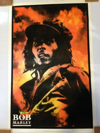 Bob Marley Blacklight Poster Fire 6138 Ultra Rare 1993
