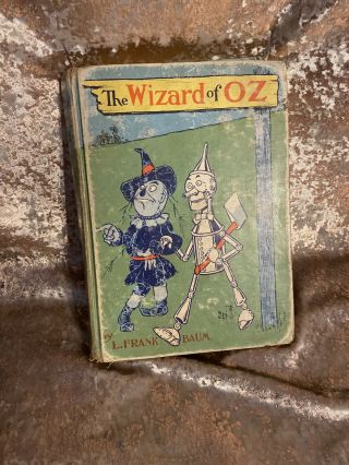 The Wizard Of Oz Vintage Hardcover Book Rare Blue Denslow Poster Cover Baum