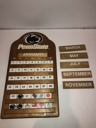 Rare Vintage Penn State Perpetual Wooden Wall Calendar With Tiles