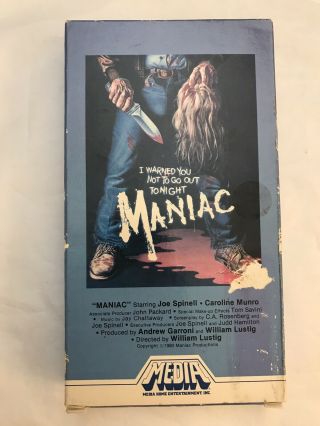 Maniac 1981 Vhs Horror Media Rare Spinell Slasher Savini