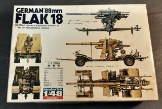 Vintage & Rare 1/48 Bandai German Ww2 Flak 18 88mm Anti Aircraft Gun Model Kit