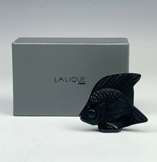 Rare Vintage Signed Lalique French Poisson Black Noir Fish Crystal Figurine Skr