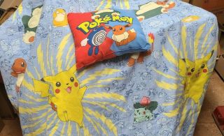 Rare Vintage 1995 1996 1998 Nintendo Pokemon Twin Comforter W/ Pillow