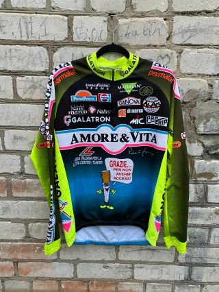 Rare Vintage Jacket Vintage Cycling Jersey Top Team Amore E Vita Size L Nalini