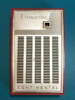 Vintage Rare Continental Model Tr - 862 8 Transistor Radio W/ Leather Case