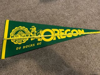 Vintage Oregon University Flag Pennant 1960 29” Football Rare