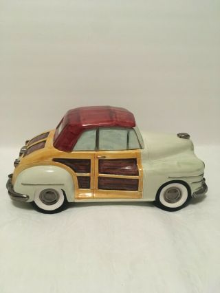 Vintage Cookie Jar Woodie Auto Car Omnibus Fitz & Floyd 1993 Near Rare