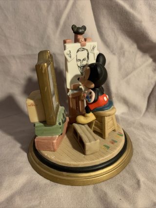 Mickey Mouse Painting A Portrait Of Walt Disney Ceramic Figurine Rare Disney Fs