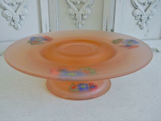 Rare Vintage Pink Depression Glass Cake Stand Large Rum Well Gorgeous