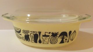 Vintage Rare Pyrex Mod Kitchen Casserole With Lid Yellow And Black.