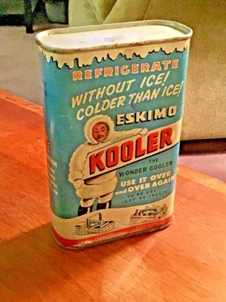 Vintage Eskimo Kooler Metal Ice Pack Can - Rare