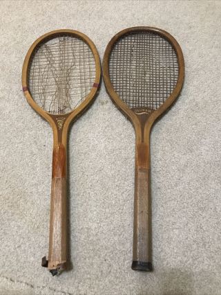 2 Vintage Tennis Racquets Columbia And Diamond Early 1900’s Rare