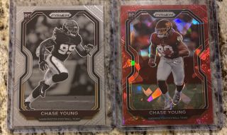 2020 Prizm Chase Young Rare Negative Rookie And Red Cracked Ice Refractor 383