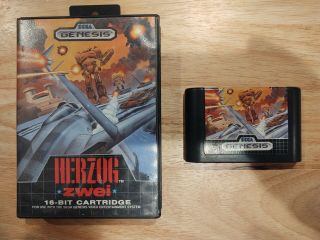 Herzog Zwei (sega Genesis,  1989) Game & Case - - Rare
