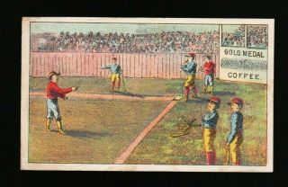 Rare 1800s Baseball Trade Card - Gold Medal Coffee