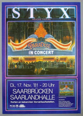 Styx - Rare Vintage 1981 Paradise Theatre Concert Poster