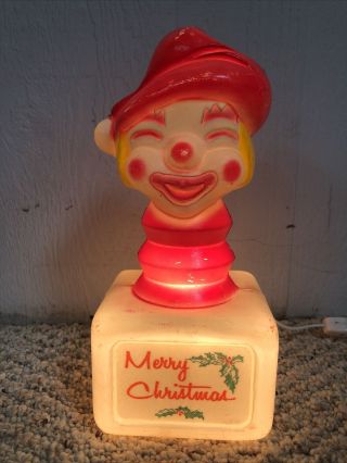 Vintage Rare Union Products Merry Christmas Holiday Blow Mold Clown Jack