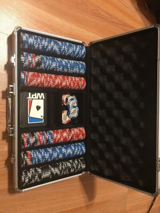 Rare World Poker Tour Professional Chip Set.  Metal Case,  With Cards