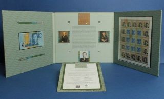 Australia: 1993 $10 " Rare Eminent Women Green Note & Stamp " Npa Folio.  Cat $130
