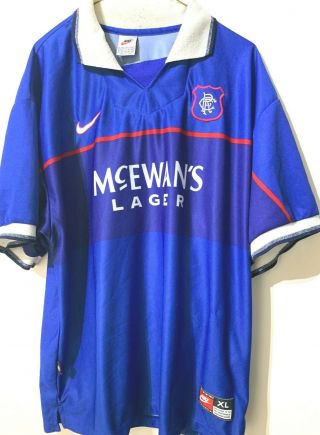 Rare Glasgow Rangers 1997/99 Home Shirt Nike Scotland Xl Mcewan 