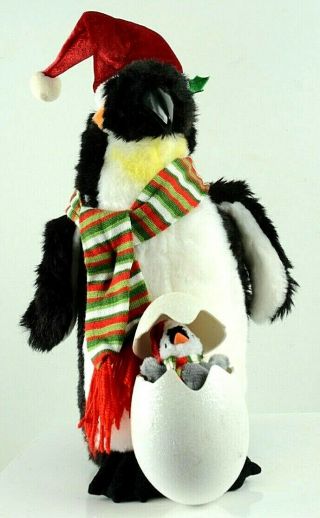 Gemmy Animated Christmas Penguin W Egg Singing Duet Musical Plush 13 " Tall Rare