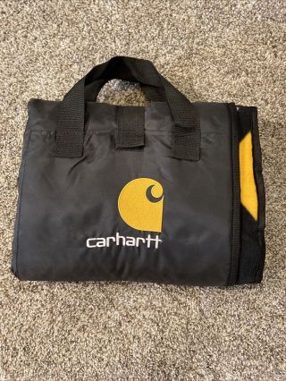 Rare Carhartt Logo Packable Black Fleece Blanket