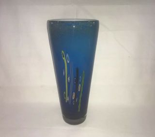 Vintage Rare Heavy Murano Art Glass Millefiori Deep Blue 11.  5” Tall Vase