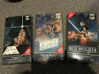 Star Wars Vhs Trilogy 1977,  1980,  1983 Euc Original/3 Rare Great Videotapes