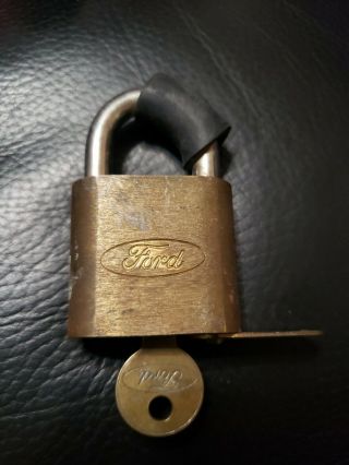 Vtg Ford Brass Padlock W / Key Lock Rare