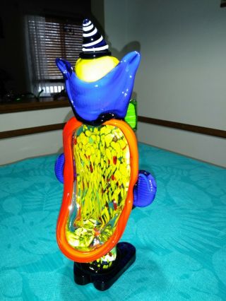 Rare Large Murano Art Glass Wizard Clown With Cape Glows In Light