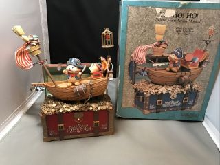 1990 Enesco Small World Of Music Musical Pirate Chest “row Row Your Boat” Rare