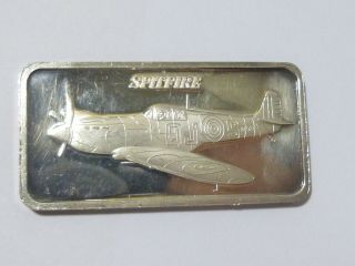 Vintage Silver Bar 1 Oz World Of Flight - Very Collectable Very Rare Spitfire