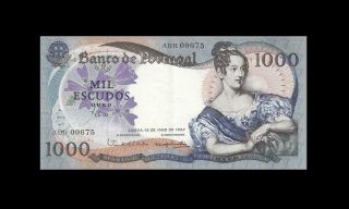 1967 Bank Of Portugal 1000 Escudos Rare 00675 ( (aunc))