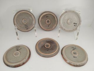 Vintage Ken Edwards Mexican Tonala Pottery Coaster Set of 6 Signed KE EXC RARE 3