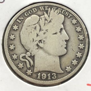 1913 P Barber Half Dollar 50c Coin Rare 4115